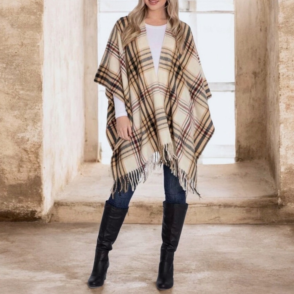 Woolrich Cozy Blanket Wrap Sienna Plaid One Size Dark Browns
